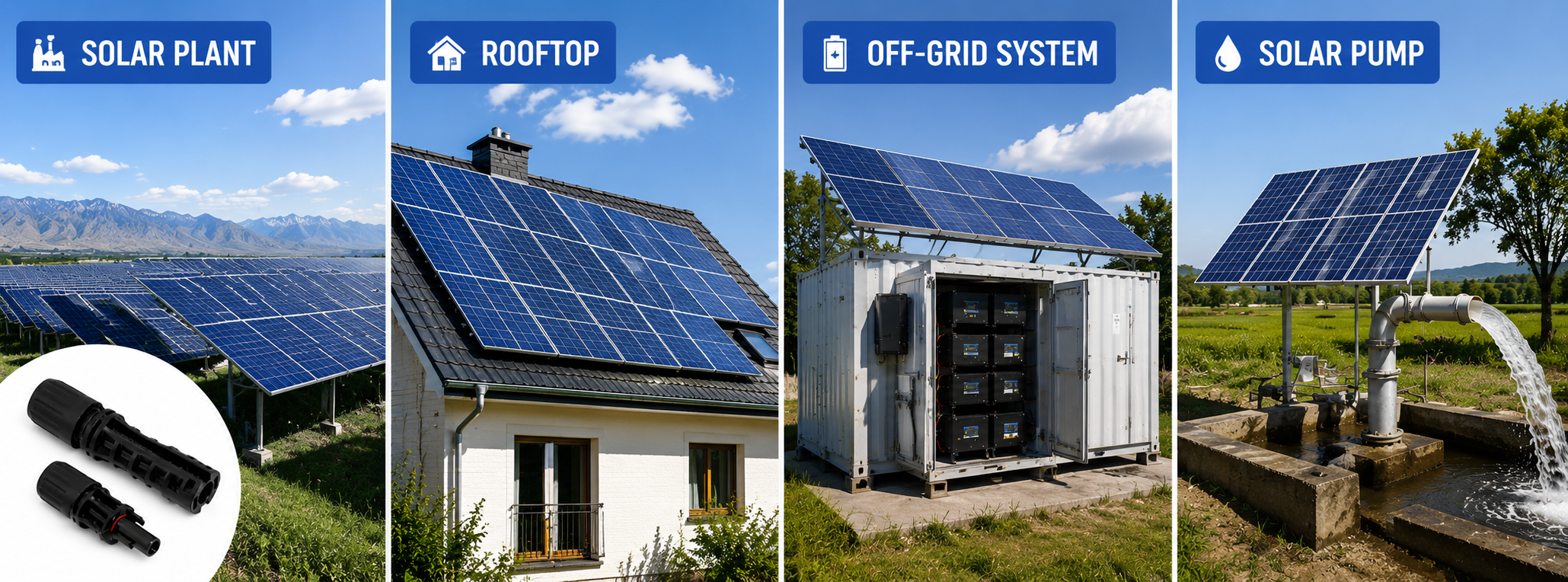 Rooftop, ground-mounted, off-grid and solar pump photovoltaic application scenarios