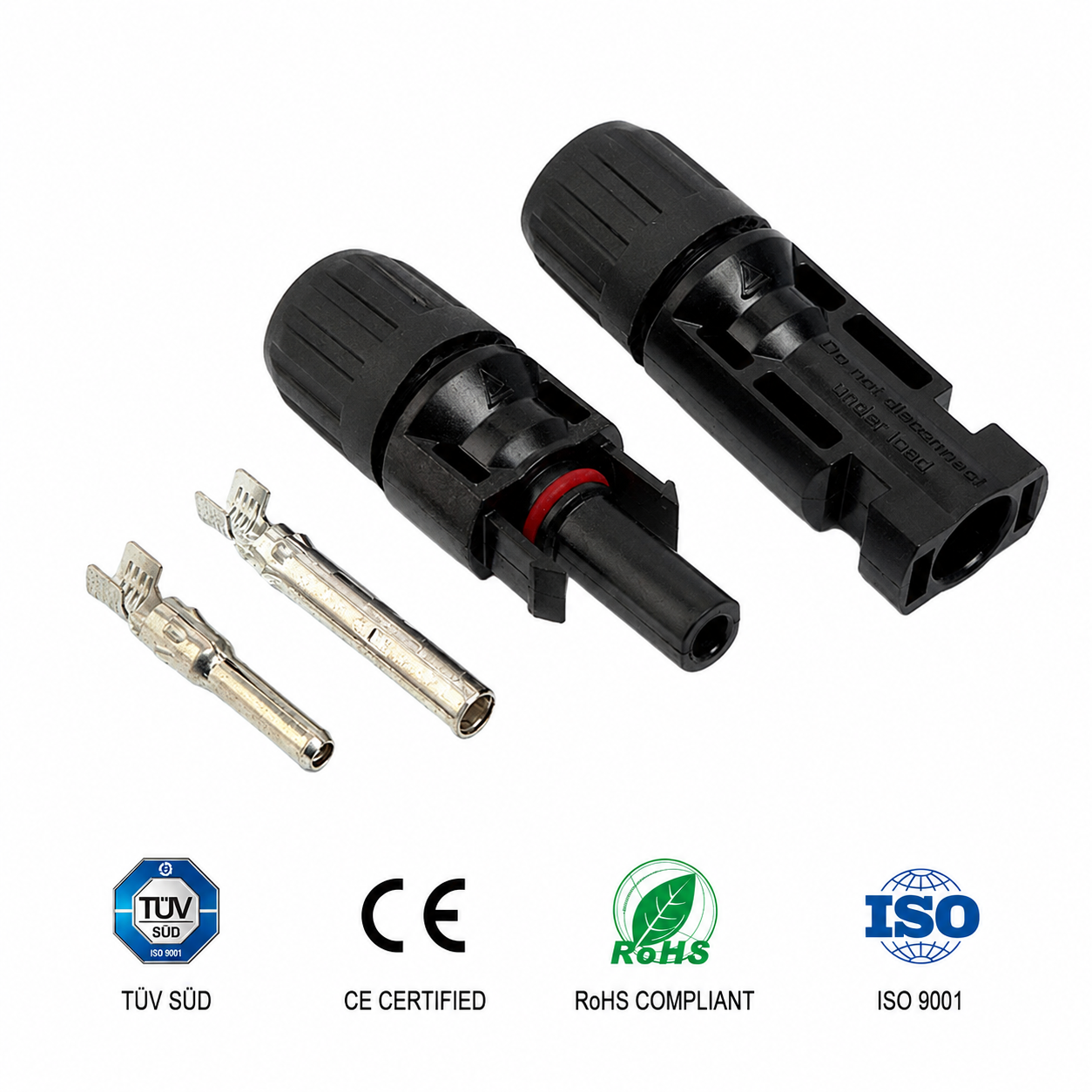PV-FT-04 MC4 solar connector with TUV CE RoHS ISO 9001 certification labels
