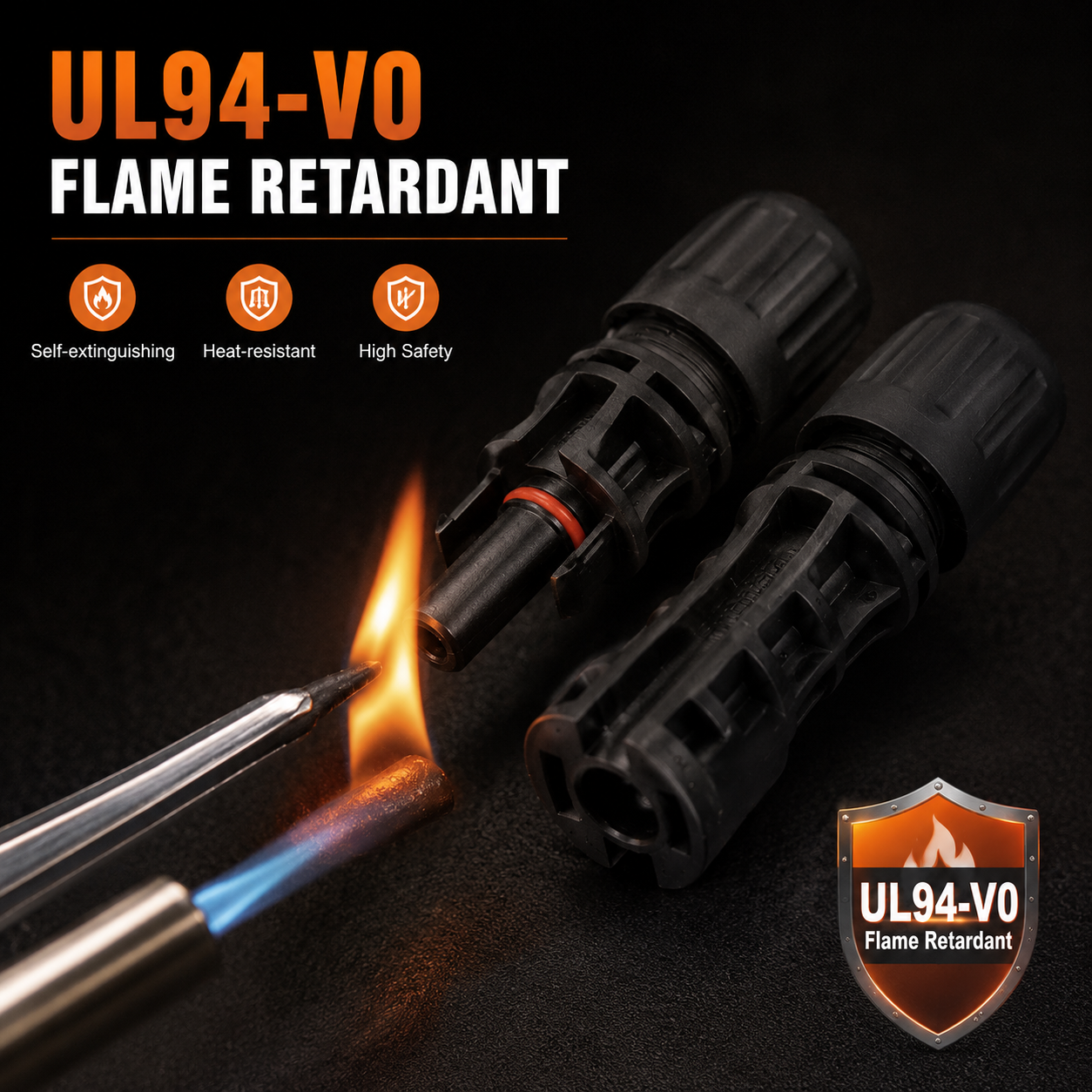 PV-FT-04 connector housing flame-retardant material reference for photovoltaic DC connector selection